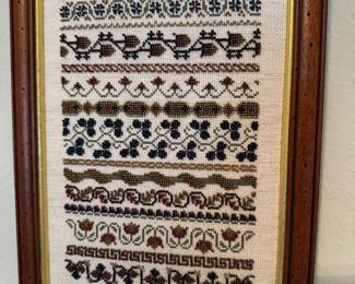 Cross-stitch with bead work