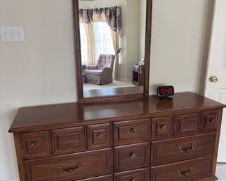 Matching solid wood dresser & mirror