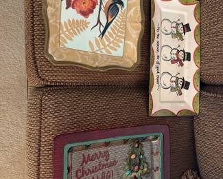 Various holiday serving trays 