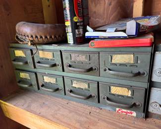 Metal drawers full of miscellaneous bolts 