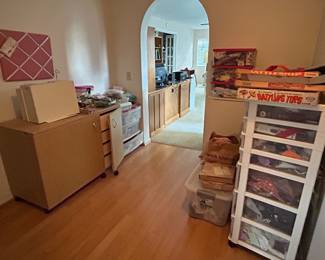 The craft room before and after Heritage staging.