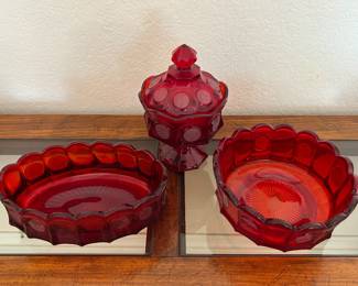 Fostoria Ruby Red Coin Glass.