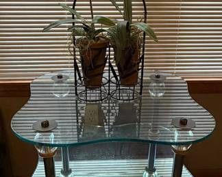 Vintage MCM Style Tiered Glass Table