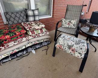 Patio Cushions and Pillows; Patio Reclining Chair and Ottoman; Patio Side Table