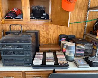 GE Stereo with Speakers and Remote (AM/FM, Turntable, Cassette Player); Cassettes; CD's