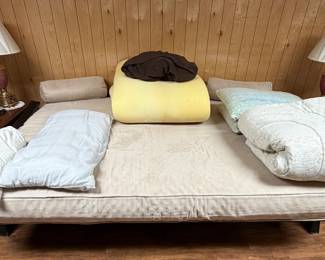 Futon/ Day Bed with Topper and Cover; Table Lamps
