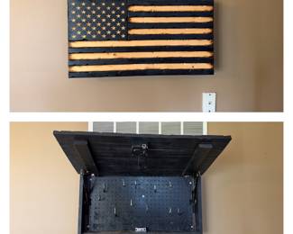 Wall Mounted Hidden Gun Storage Wooden Flag
