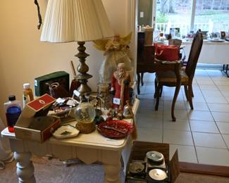 Lane End Table, Heavy brass Table lamps, christmas decor