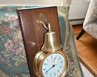 Seth Thomas Chesapeake Clock & Brass Bell Model 1047 Battery Operated 