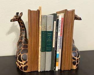 Vintage Poetry Books With Giraffe Bookends