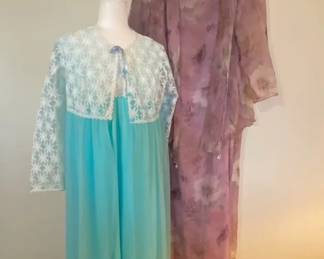 Vintage TwoPiece Dress By Ursula Of Switzerland  Blue Nightgown  Robe