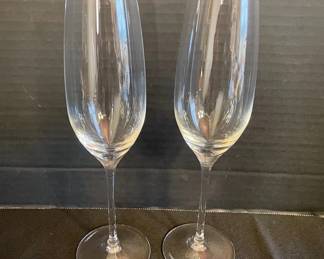 Pair Of Tiffany  Co Crystal Champagne Flutes