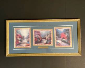 Thomas Kincaid Gardens Of Light Three Prints In One Framed Piece