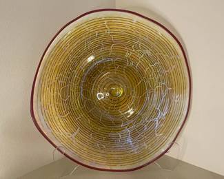 Handblown Glass Platter Artist Signed