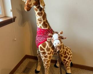 4 Foot Tall Stuffed Giraffe Toy With Giraffe Galloping Stick