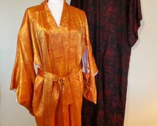 Two Vintage Japanese Kimonos Lined Mens  Womens