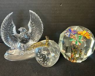 Glass Paperweights Featuring Austrian Handmade Stolzle Kristall Eagle And More