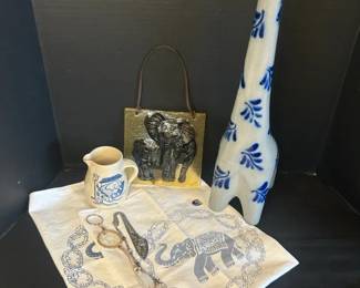 African Animal Themed Decor Featuring Giraffe Sculpture Handmade NPC Noahs Arc Creamer And More