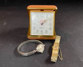 Small Gruen and Seiko Watches with Equity Fold Out Clock