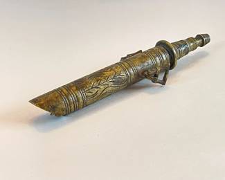 Antique Brass Gunpowder Flask