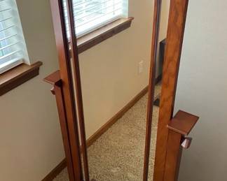 Powell Mission Oak Wooden Mirror On Stand