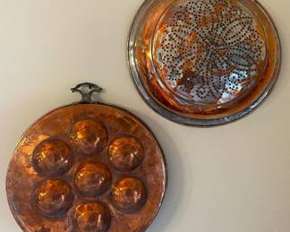 French Copper Escargot Pan  Antique Copper Colander