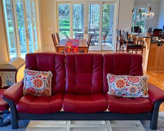 Ekornes Stressless Red Leather Couch