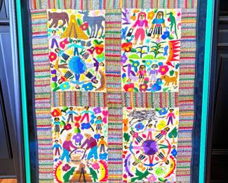 Handmade Costa Rican Framed Textile Art