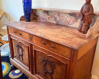 Antique Marble Top Buffet 