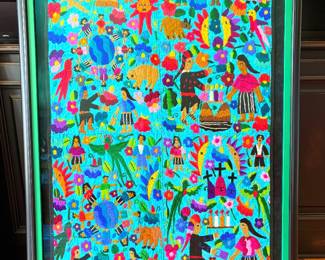 Handmade Costa Rican Framed Textile Art