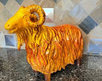 Vintage Italian Ceramic Ram Sculpture