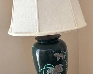 Vintage Ceramic Table Lamp with Grapevine Motif