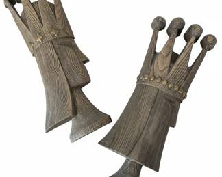 Vintage Witco Style Carved Wooden King and Queen Chess Pieces