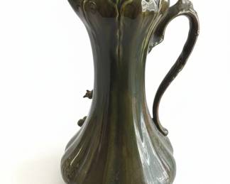 Vintage McCoy Green Pitcher with Grapes and Leaves Motif second image