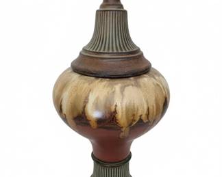 Large Ceramic and Wood Urn Form Table Lamp Base