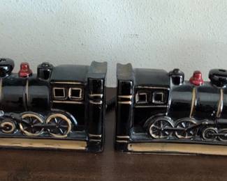 Vintage Ceramic Train Engine Bookends