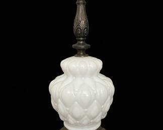 Vintage Milk Glass Gone with the Wind Style Lamp with Embossed Shade second image