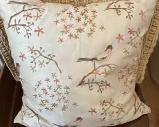 Chinoiserie Bird and Blossom Decorative Pillow