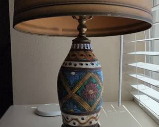 Vintage Talavera Style Ceramic Table Lamp