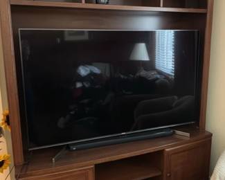 Wooden Media Console with Hutch second image