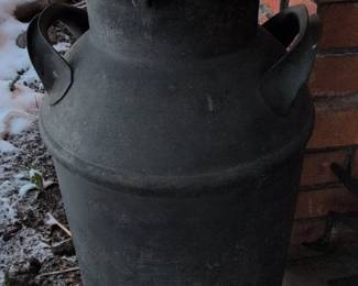 Vintage Black Galvanized Metal Milk Can