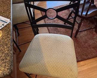 Wrought Iron Bar Stools with Upholstered Seats