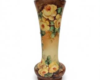 Art Nouveau Ceramic Vase with Roses