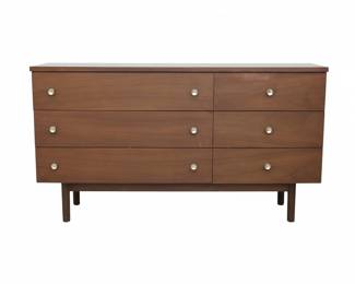 Stanley MidCentury Walnut SixDrawer Dresser