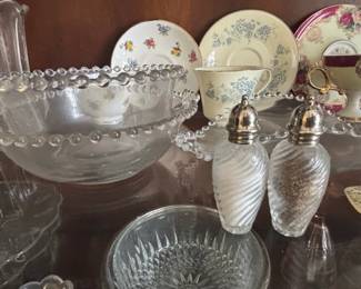 Assorted Vintage Pressed Glassware and Floral China Set fourth image