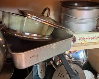 Assorted Cookware, Proctor Silex Toaster, and Checkerboard Cake Pans second image
