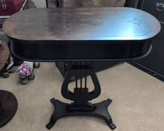 Duncan Phyfe Style Mahogany Lyre Harp Side Table