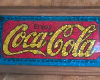 Vintage CocaCola Stained Glass Window Panel