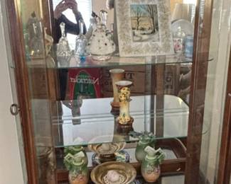 Vintage Curio Cabinet with Glass Doors second image