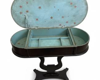 Victorian Lyre Base Jewelry Box Table